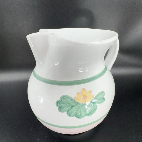 Vintage Caleca Hand Painted Italian Pitcher Carafe Jug Fabio Pattern Italy VTG - Picture 7 of 12